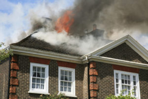 A house's roof burns