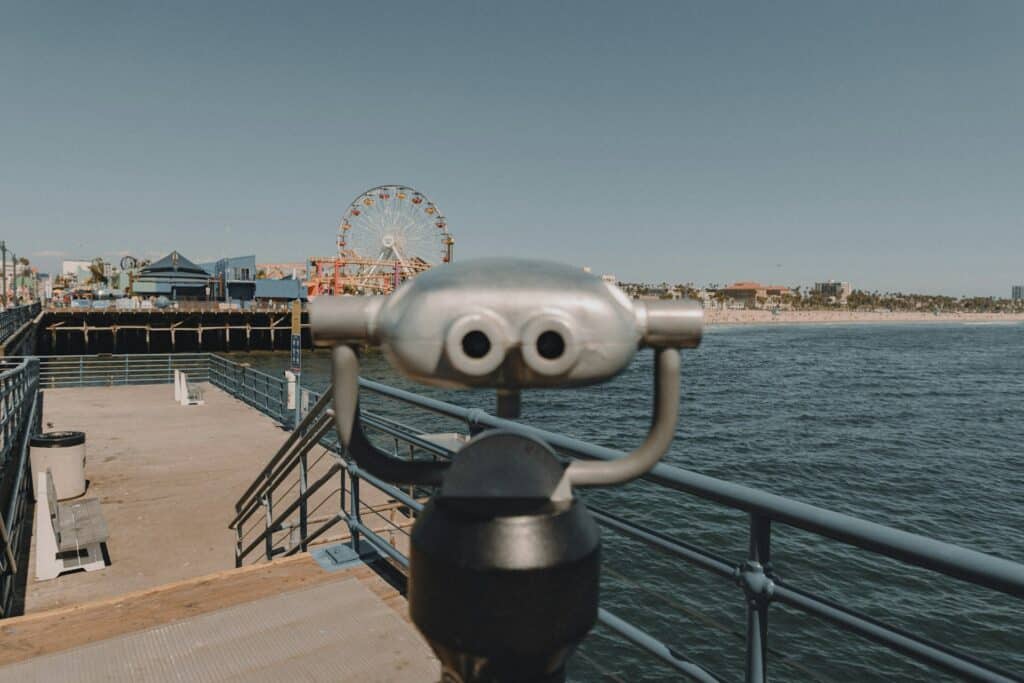 Santa Monica, California pier with ferris wheel. 