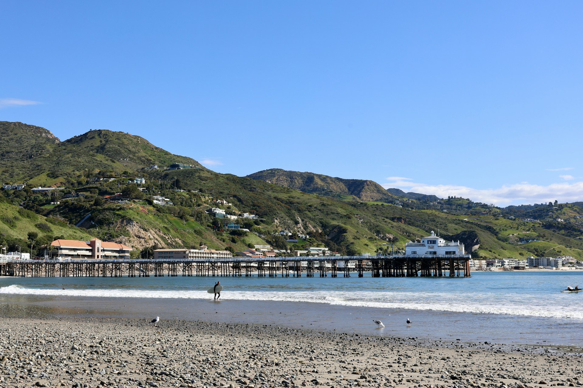Malibu, California pier on the Pacific Ocean.